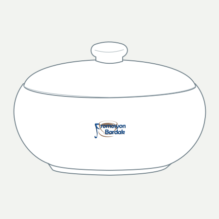 Abant Lidded Serving Bowl – schematic logo on the exterior wall, smaller logo