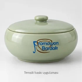 Abant Kapaklı Servis Kasesi: Promosyon Bardak logosunun daha küçük farklı dış yerleşimde temsili baskı uygulaması