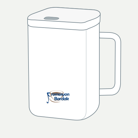 Akyaka Handled Ceramic Travel Mug Concept – schematic logo on the exterior wall, lower position