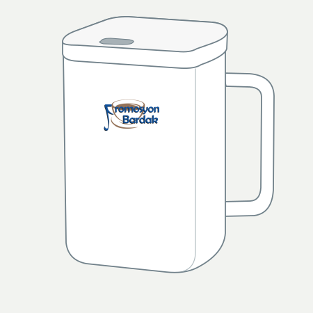 Akyaka Handled Ceramic Travel Mug Concept – schematic logo on the exterior wall, higher position