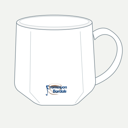 Alaçatı Three-Facet Ceramic Mug – schematic logo on the exterior wall, lower position