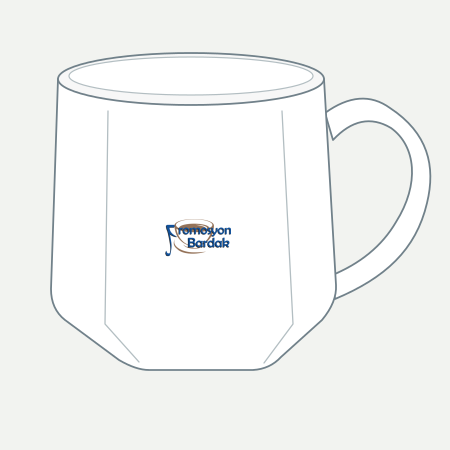 Alaçatı Three-Facet Ceramic Mug – schematic logo on the exterior wall, smaller logo