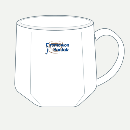 Alaçatı Three-Facet Ceramic Mug – schematic logo on the exterior wall, higher position