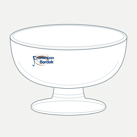 Ayder Footed Glass Dessert Bowl – schematic logo on the exterior wall, left position
