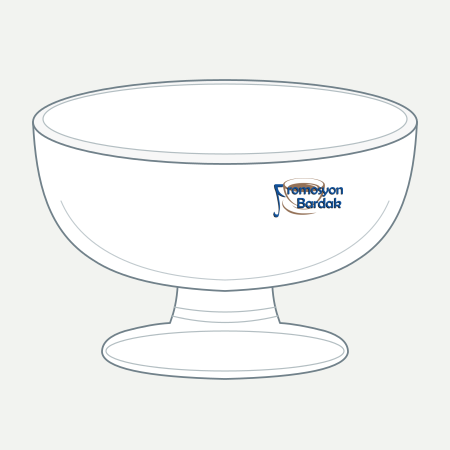 Ayder Footed Glass Dessert Bowl – schematic logo on the exterior wall, right position