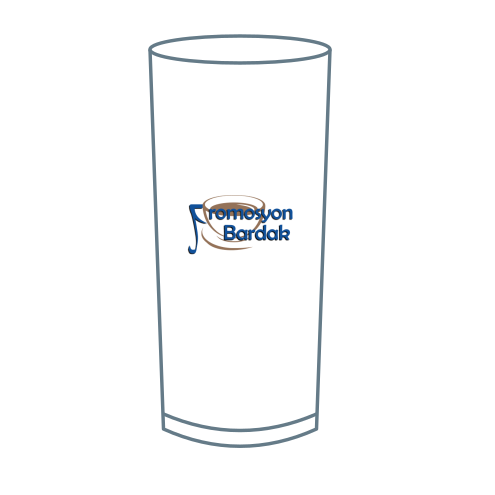 Bebek Glass Tumbler: schematic front placement example with the Promosyon Bardak logo