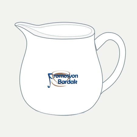 Bodrum Porcelain Milk Jug – schematic logo on the exterior wall, outer front