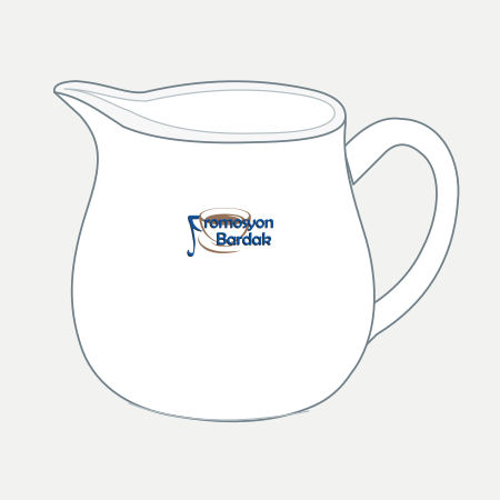 Bodrum Porcelain Milk Jug – schematic logo on the exterior wall, higher position