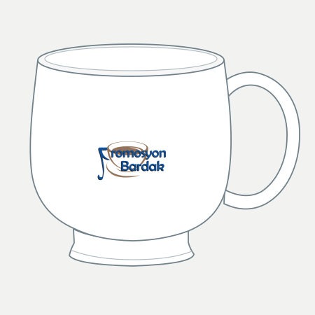 Bozcaada Footed Ceramic Mug – schematic logo on the exterior wall, outer front