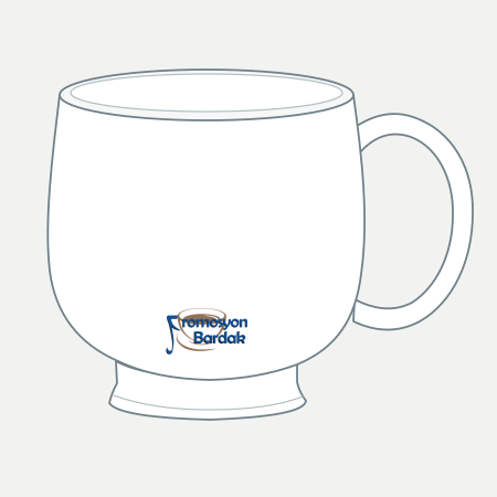 Bozcaada Footed Ceramic Mug – schematic logo on the exterior wall, lower position