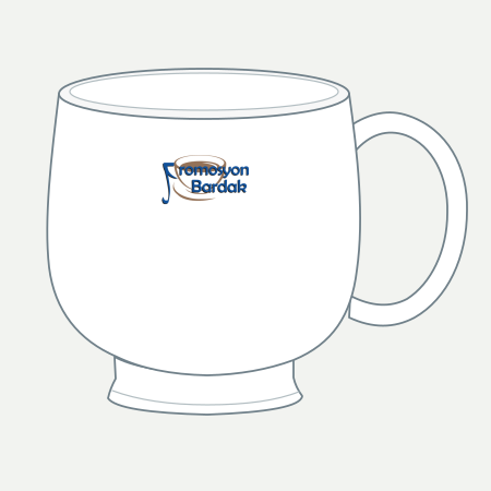 Bozcaada Footed Ceramic Mug – schematic logo on the exterior wall, higher position