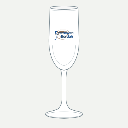 Çandarlı Slender Glass Flute – schematic logo on the exterior wall, outer bowl wall