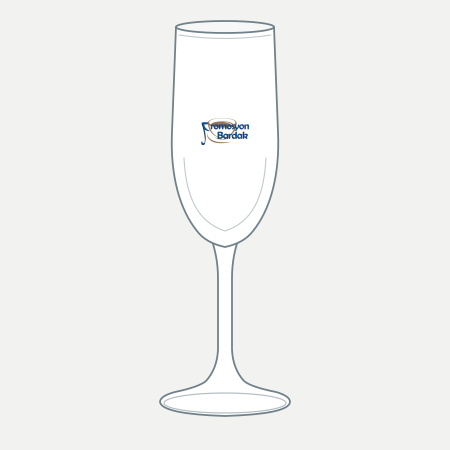 Çandarlı Slender Glass Flute – schematic logo on the exterior wall, smaller logo