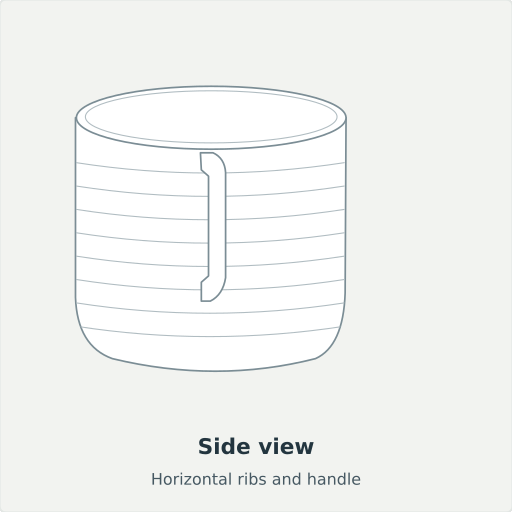 Cide: Side view, Horizontal ribs and handle