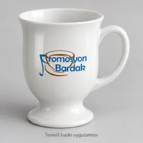 Cumalıkızık Porselen Kaideli Lale Kupa: Promosyon Bardak logosunun dış yüzeyde temsili baskı uygulaması; üretilmiş numune veya gerçek müşteri siparişi fotoğrafı değildir.