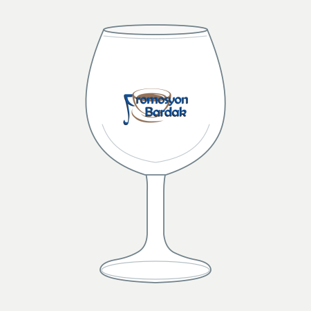 Dikili Stemmed Water Goblet – schematic logo on the exterior wall, outer bowl wall