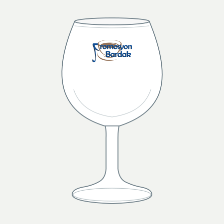 Dikili Stemmed Water Goblet – schematic logo on the exterior wall, higher position