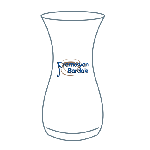 Emirgan Glass Tea Cup: schematic front placement example with the Promosyon Bardak logo