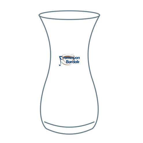 Emirgan Glass Tea Cup: schematic smaller placement example with the Promosyon Bardak logo