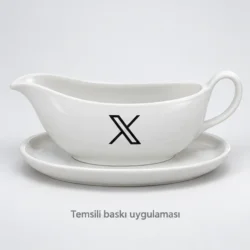 Fethiye Porcelain Sauce Boat with Stand — gallery view 4