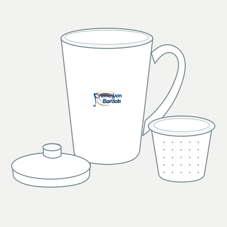 Foça Porcelain Tea Infuser Mug – schematic logo on the exterior wall, smaller logo