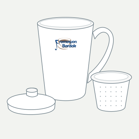 Foça Porcelain Tea Infuser Mug – schematic logo on the exterior wall, higher position