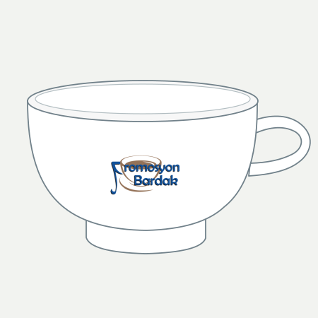 Göcek Wide Breakfast Cup – schematic logo on the exterior wall, outer front