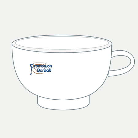 Göcek Wide Breakfast Cup – schematic logo on the exterior wall, left position
