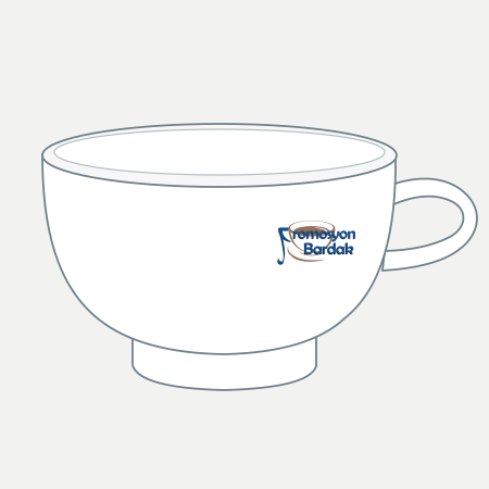 Göcek Wide Breakfast Cup – schematic logo on the exterior wall, right position