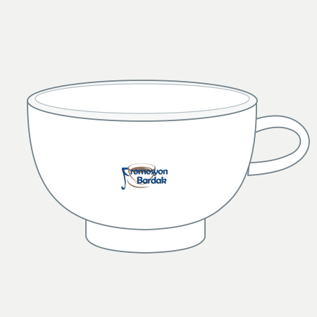 Göcek Wide Breakfast Cup – schematic logo on the exterior wall, smaller logo