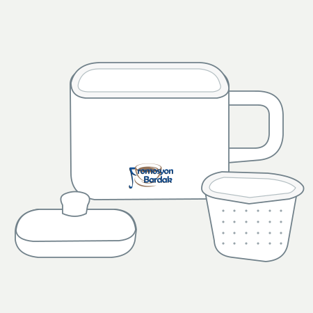 Gökçeada Ceramic Tea Infuser Mug – schematic logo on the exterior wall, lower position