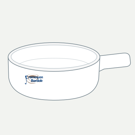 Göreme Handled Serving Dish – schematic logo on the exterior wall, left position
