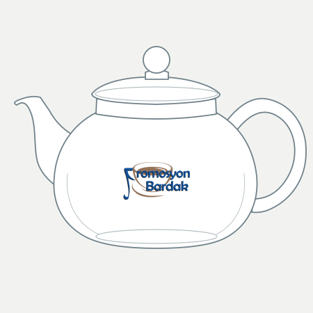 Ihlara Glass Teapot Concept – schematic logo on the exterior wall, outer body wall