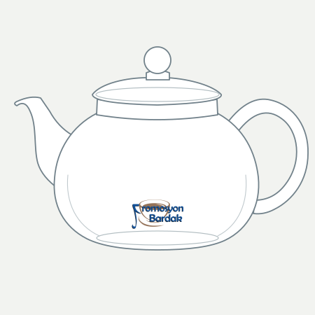 Ihlara Glass Teapot Concept – schematic logo on the exterior wall, lower position