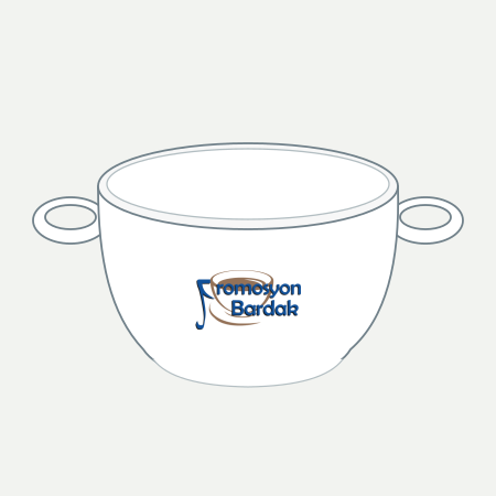 Ilgaz Handled Soup Bowl – schematic logo on the exterior wall, outer rear