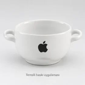 Ilgaz Kulplu Çorba Kasesi: Apple logosuyla dış yüzeyde temsili baskı uygulaması; gerçek müşteri işi veya marka onayı değildir