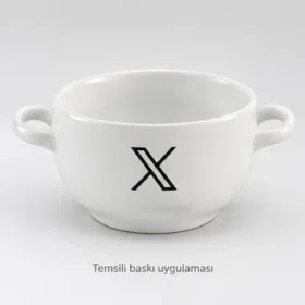 Ilgaz Kulplu Çorba Kasesi: X logosuyla dış yüzeyde temsili baskı uygulaması; gerçek müşteri işi veya marka onayı değildir