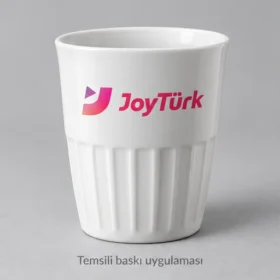 İnebolu Kulpsuz Bistro Porselen Kupa: JoyTürk logosunun dış yüzeyde temsili baskı uygulaması; üretilmiş numune veya gerçek müşteri siparişi fotoğrafı değildir.