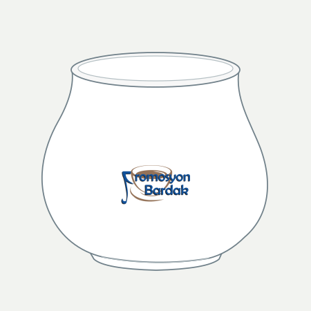 İznik Handleless Tasting Cup – schematic logo on the exterior wall, outer front
