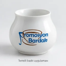 İznik Kulpsuz Tadım Fincanı: Promosyon Bardak logosuyla dış yüzeyde temsili baskı uygulaması
