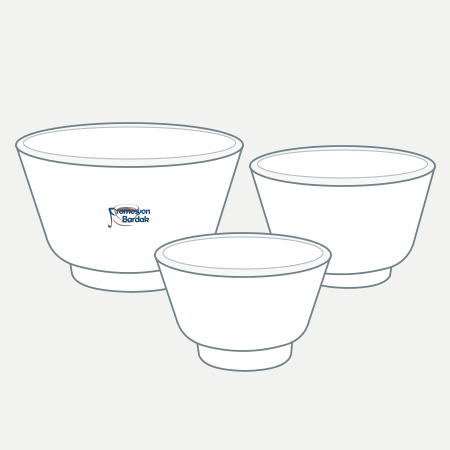Kartepe Three-Piece Serving Bowl Set – schematic logo on the exterior wall, small mark on large bowl