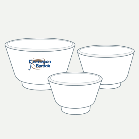 Kartepe Three-Piece Serving Bowl Set – schematic logo on the exterior wall, large bowl exterior