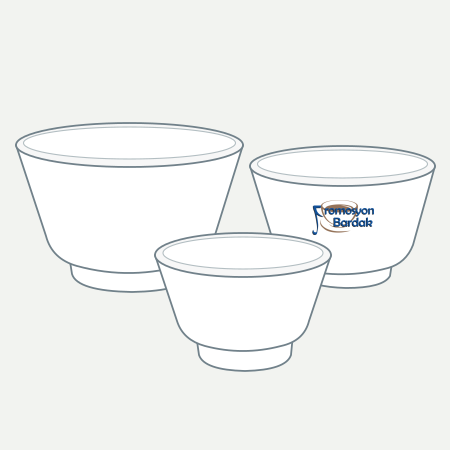 Kartepe Three-Piece Serving Bowl Set – schematic logo on the exterior wall, medium bowl exterior