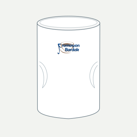 Kaş Handleless Ceramic Coffee Cup – schematic logo on the exterior wall, higher position
