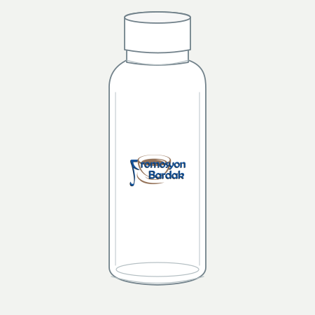 Kuşadası Glass Water Bottle with Cap – schematic logo on the exterior wall, outer body wall
