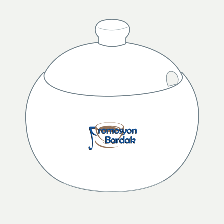 Marmaris Lidded Porcelain Sugar Bowl – schematic logo on the exterior wall, outer front