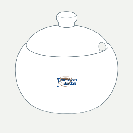 Marmaris Lidded Porcelain Sugar Bowl – schematic logo on the exterior wall, smaller logo