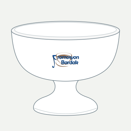 Maşukiye Footed Dessert Bowl – schematic logo on the exterior wall, outer bowl wall