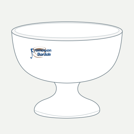 Maşukiye Footed Dessert Bowl – schematic logo on the exterior wall, left position