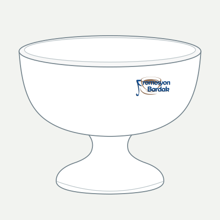 Maşukiye Footed Dessert Bowl – schematic logo on the exterior wall, right position